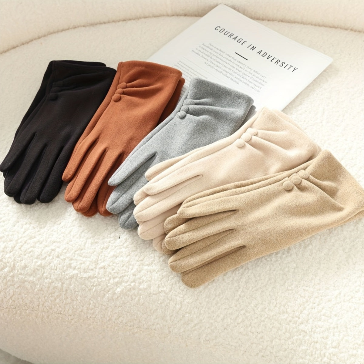 Gants doublés en maille, 5 coloris
