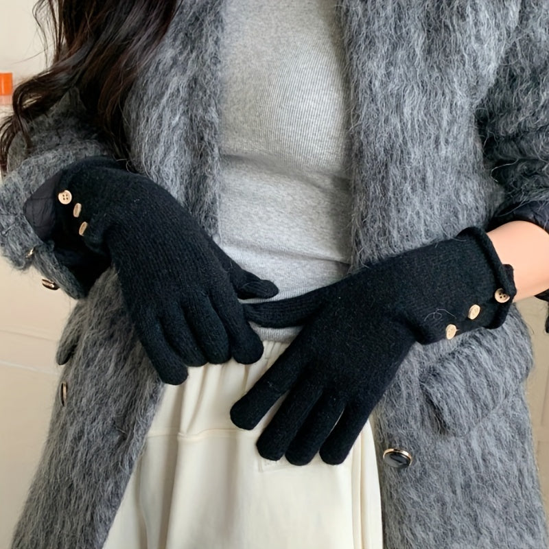 Gants tactiles thermiques en maille, 4 coloris, hiver, noir
