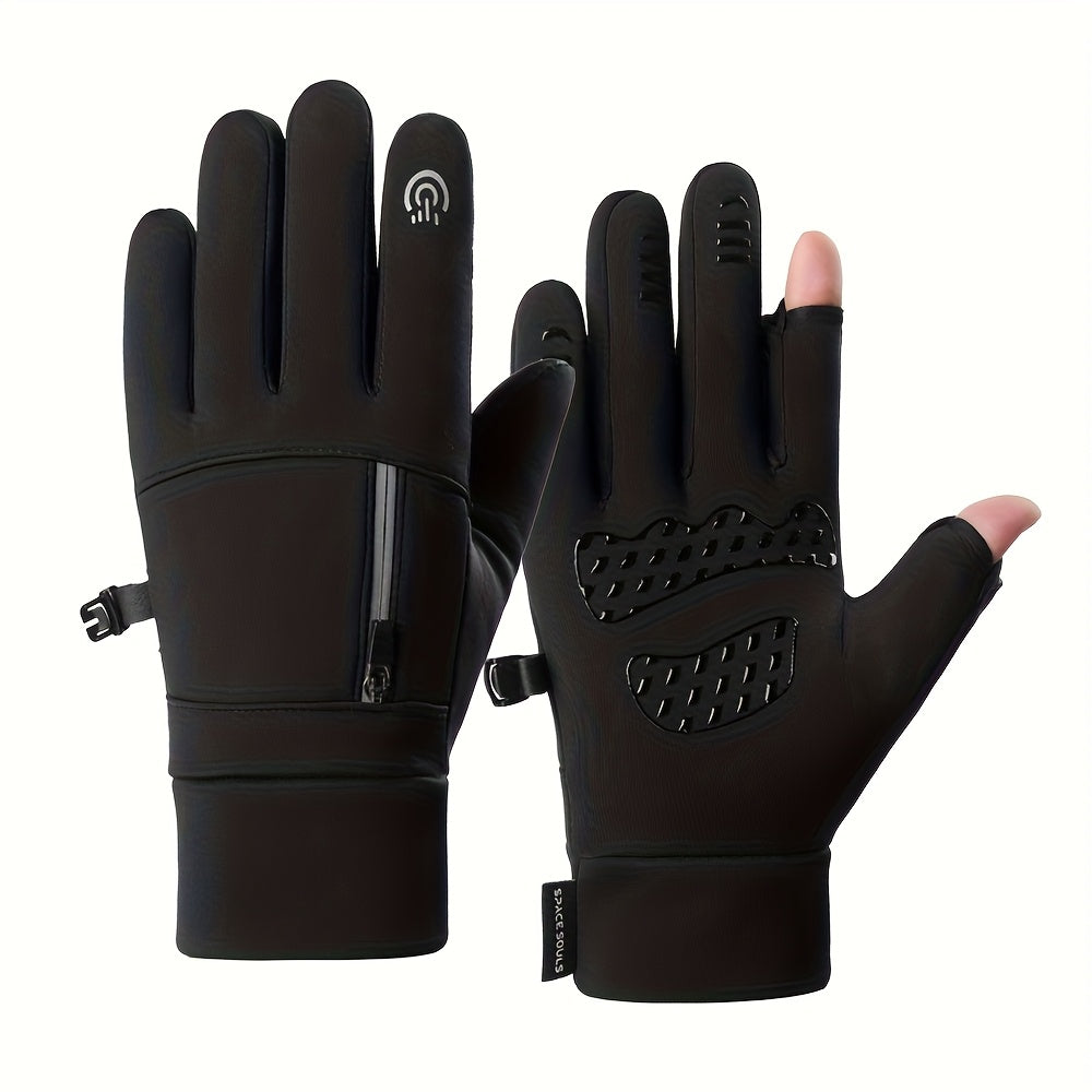 Gants tactiles coupe-vent en simili cuir