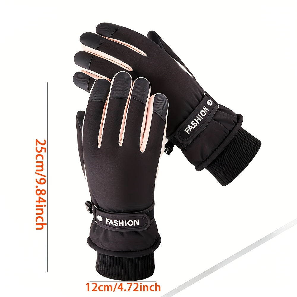 Gants de ski imperméables à poignet côtelé, gris