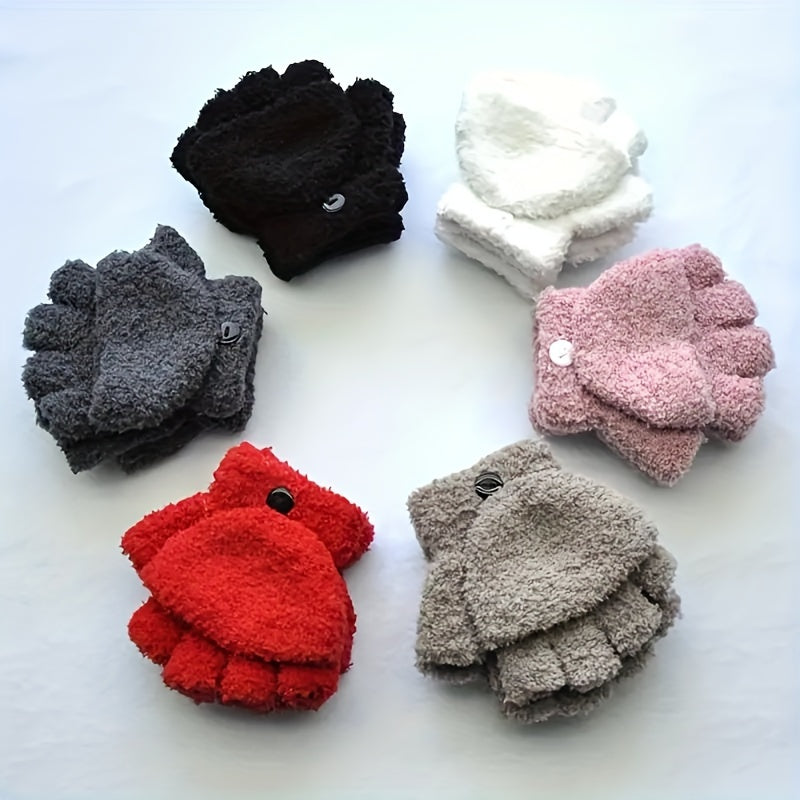 Gants sans doigts thermiques en maille, 4 coloris