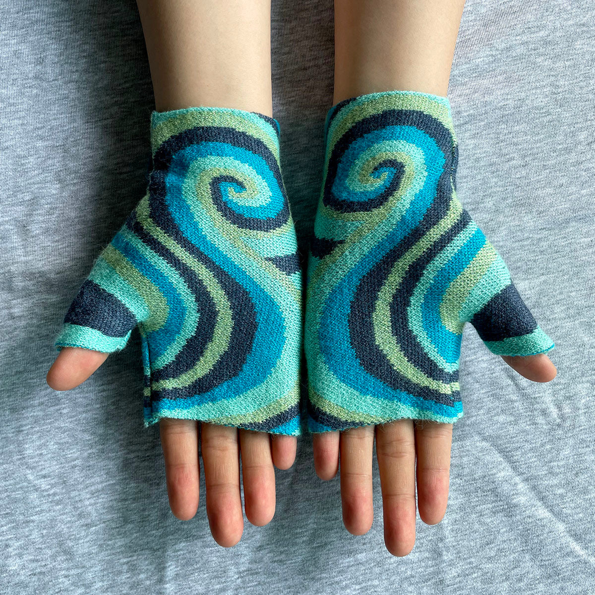 Gants sans doigts en maille, 6 coloris, jacquard