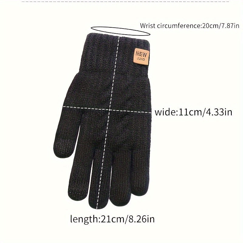 Gants tactiles doublés thermiques en maille, 4 coloris, jaune, beige, couleur marine et noir