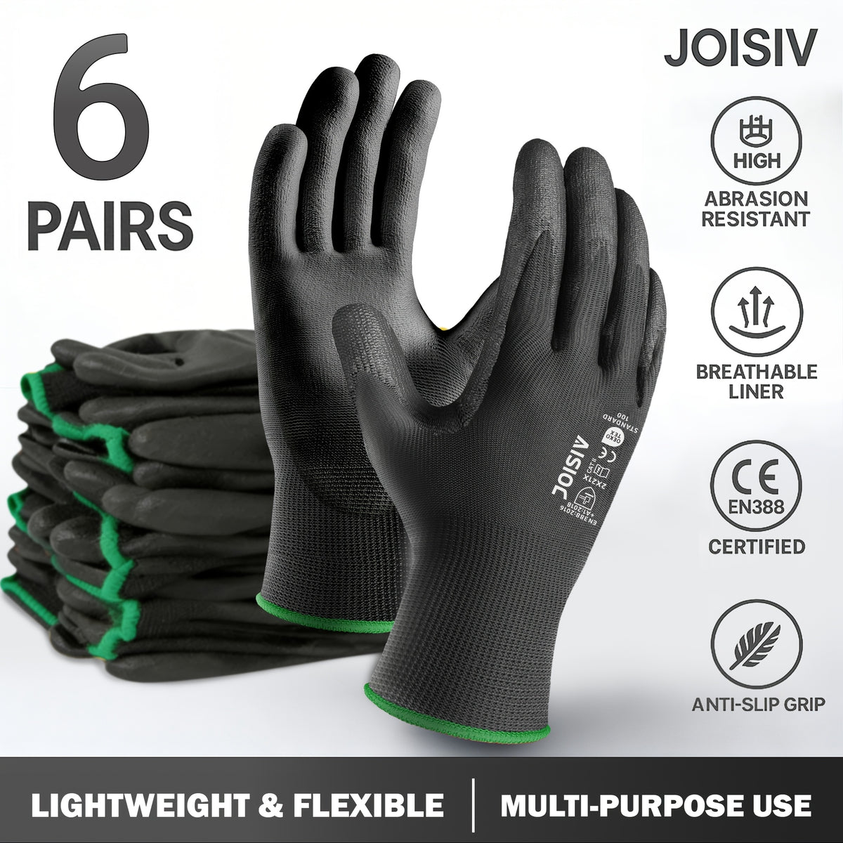 Noir-12pcs(6 Paires) / S