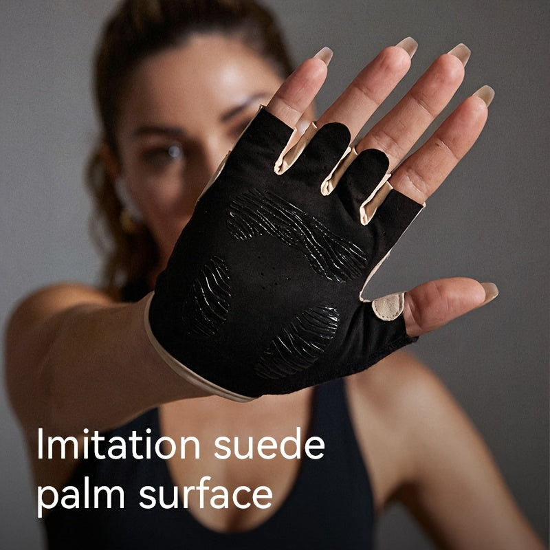 Gants de musculation sans doigts antidérapants en cuir, demi-doigts, respirant