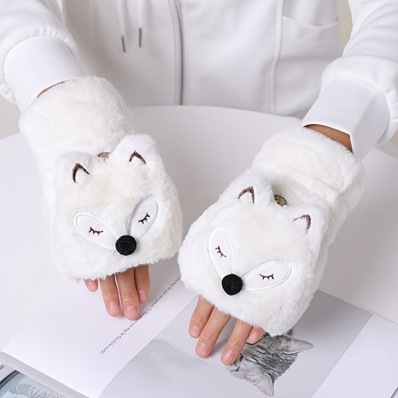 Gants sans doigts coupe-vent en maille, blanc