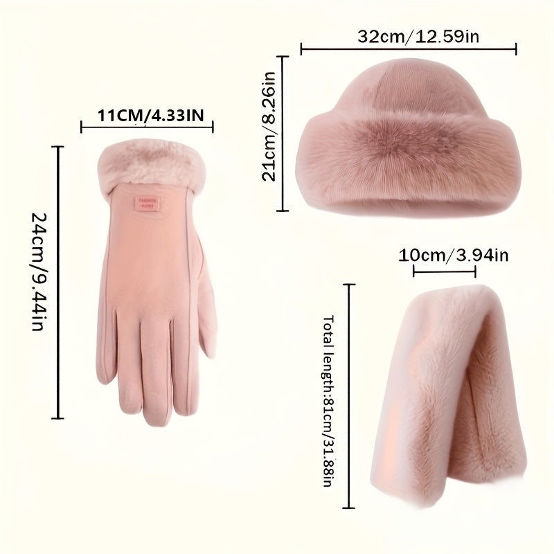 Ensemble 3 pièces — bonnet, écharpe et gants