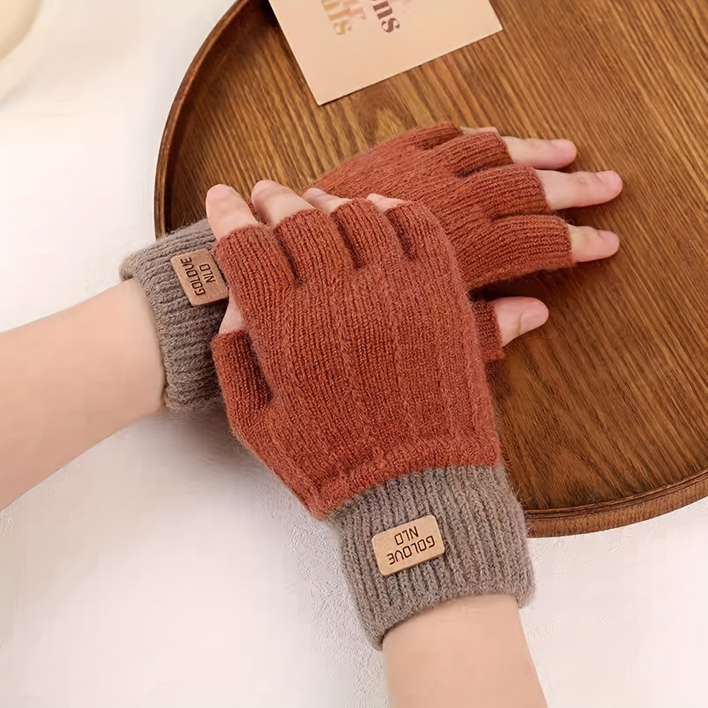 Gants sans doigts en maille, 6 coloris