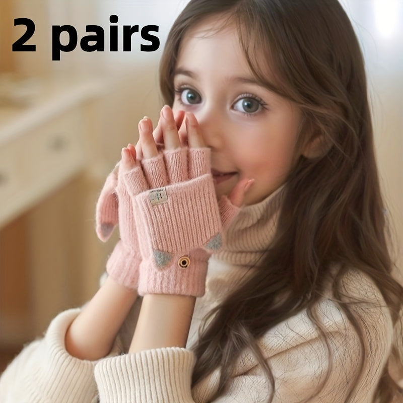 Gants sans doigts thermiques en maille, 8 coloris, automne-hiver