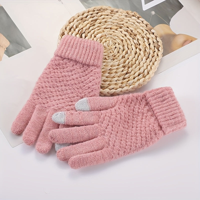 Gants tactiles longs en maille