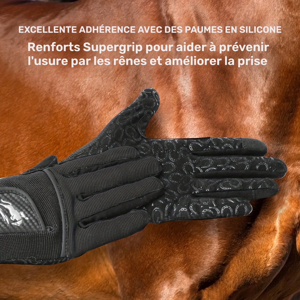 Gants d'équitation respirants à paume renforcée en maille