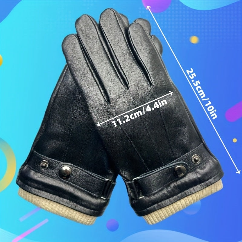 Gants tactiles thermiques en cuir, 2 coloris