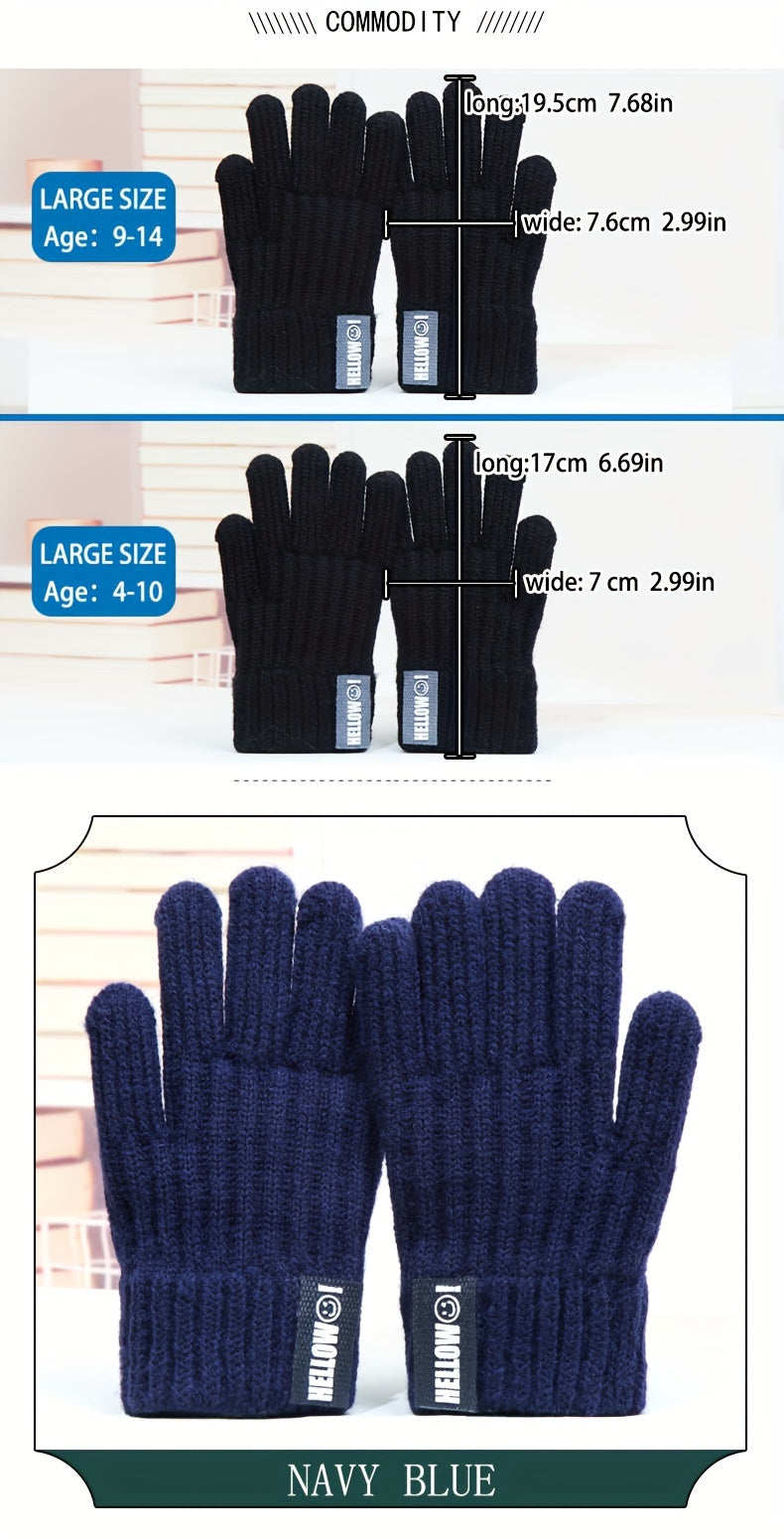 Gants à étiquette cousue en maille côtelée pour enfant
