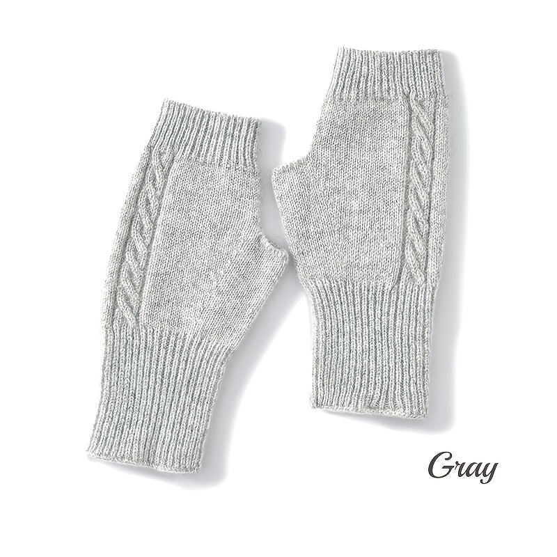 Manchons en maille torsadée à passage pour le pouce, beige