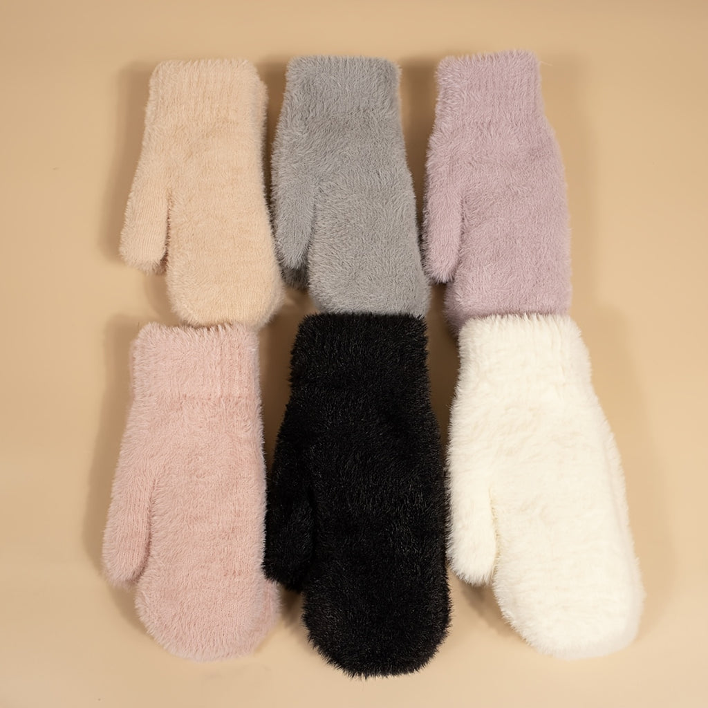 Moufles en peluche, beige