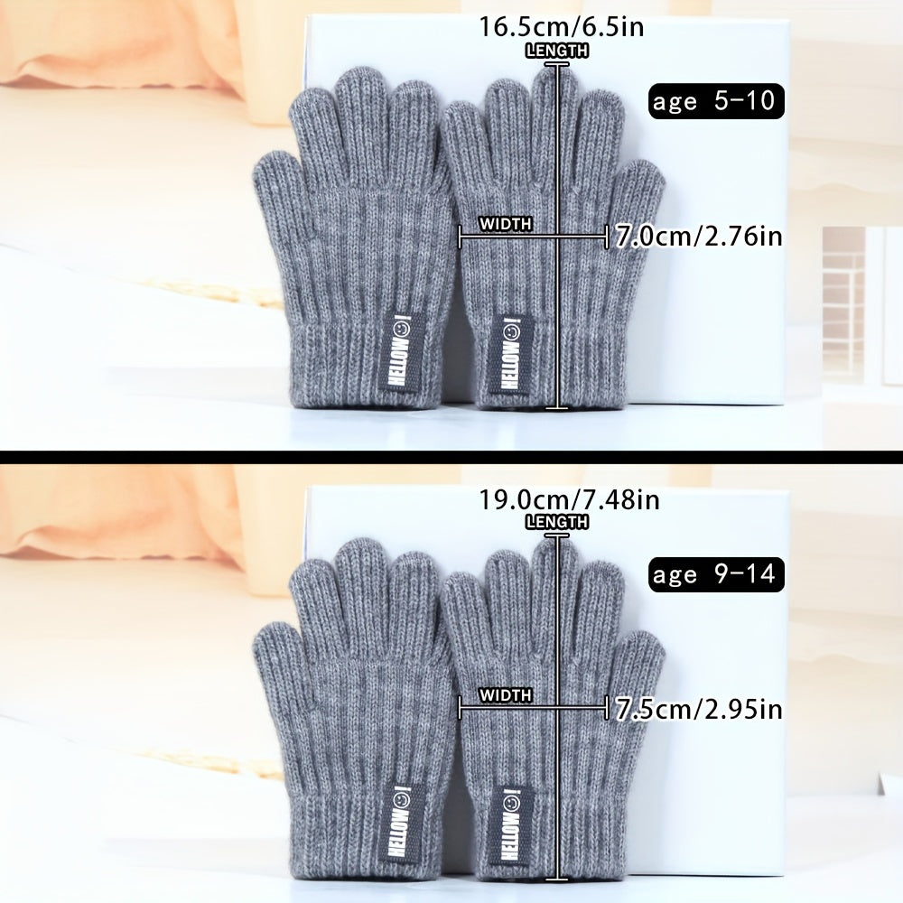Gants à étiquette cousue en maille côtelée pour enfant