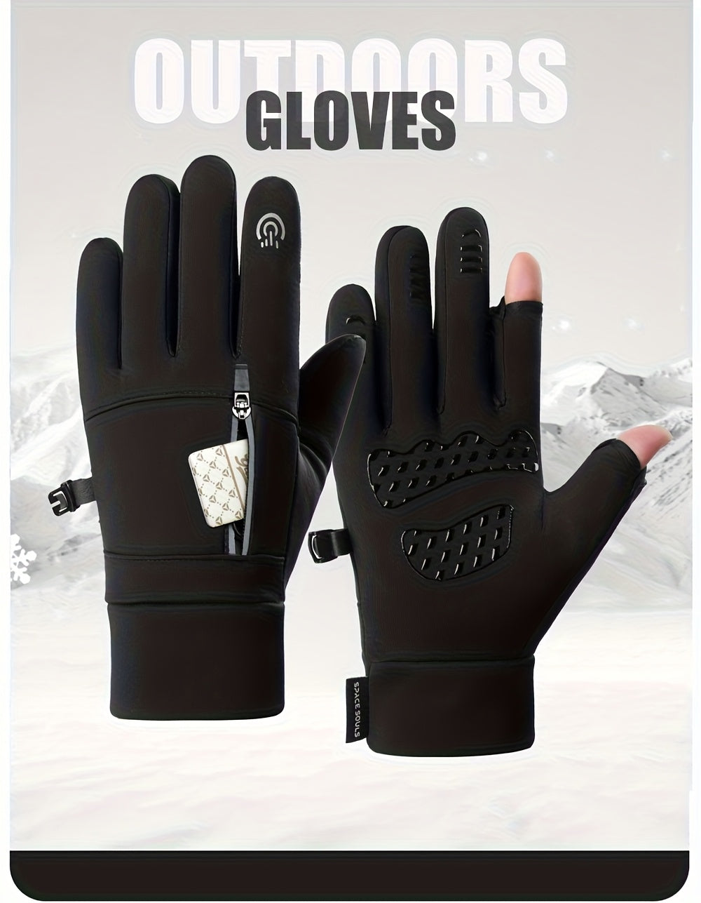 Gants tactiles coupe-vent en simili cuir