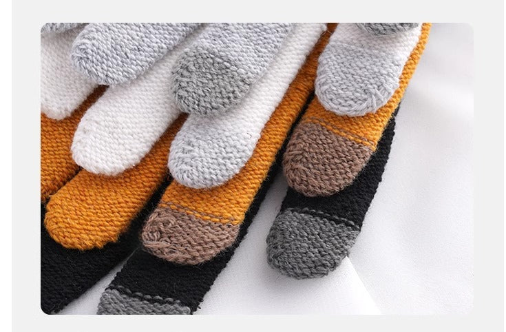 Gants thermiques en maille, 3 coloris, jacquard