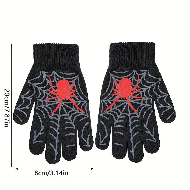 Gants antidérapants à motif squelette en maille pour enfant