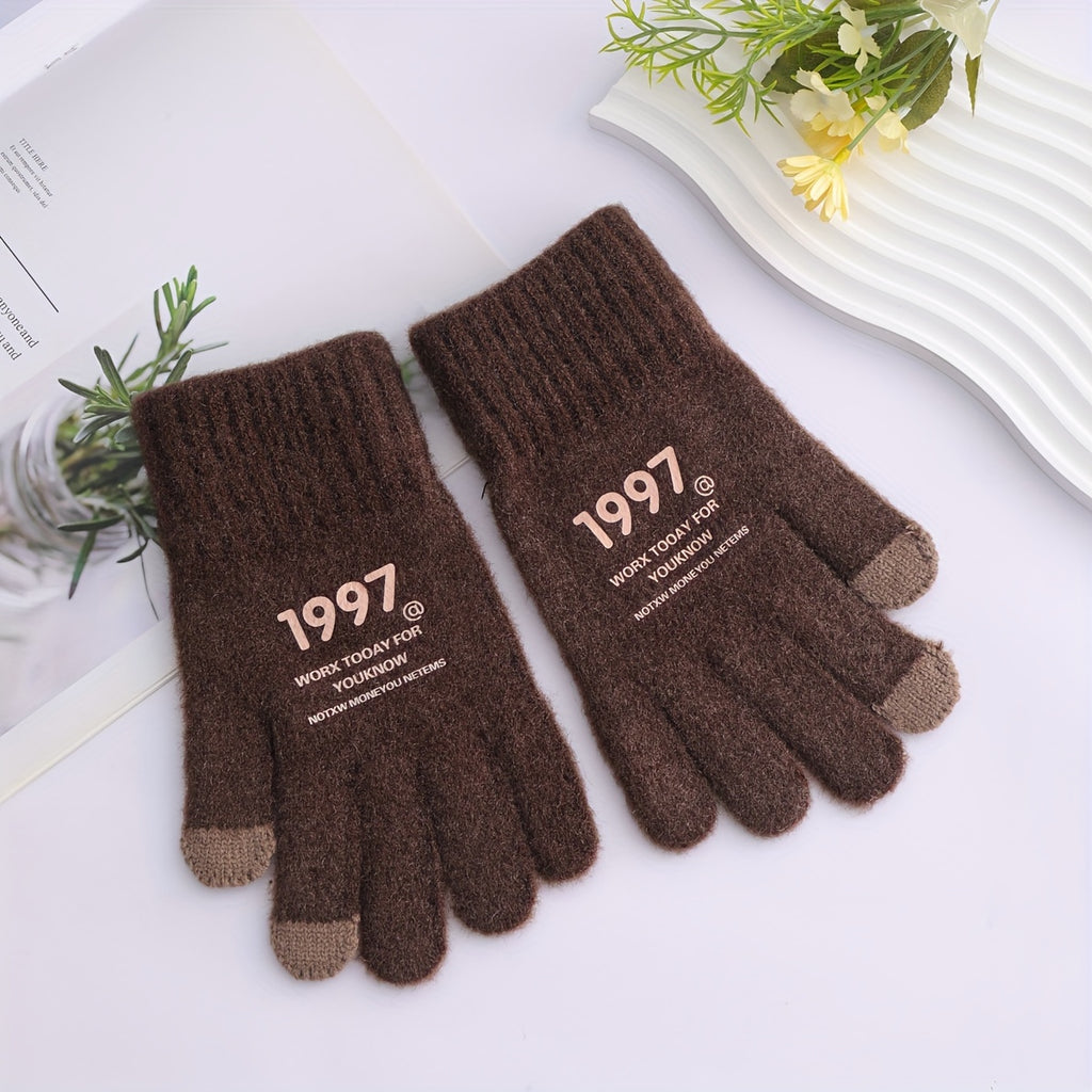 Gants à cinq doigts 1997 lettre marron