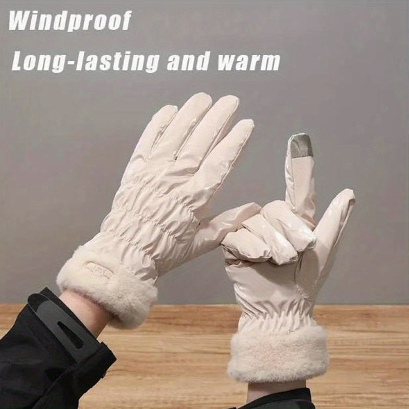 Gants de ski antidérapants à revers de fourrure