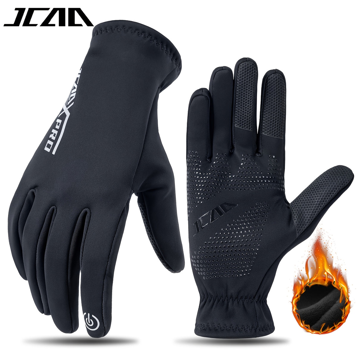 Gants tactiles coupe-vent en maille, noir