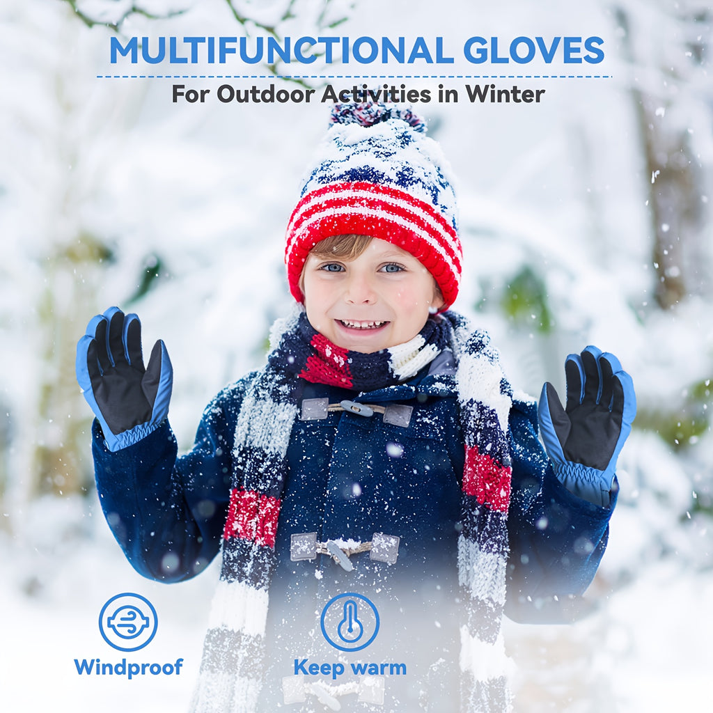 Moufles de ski imperméables en maille pour enfant