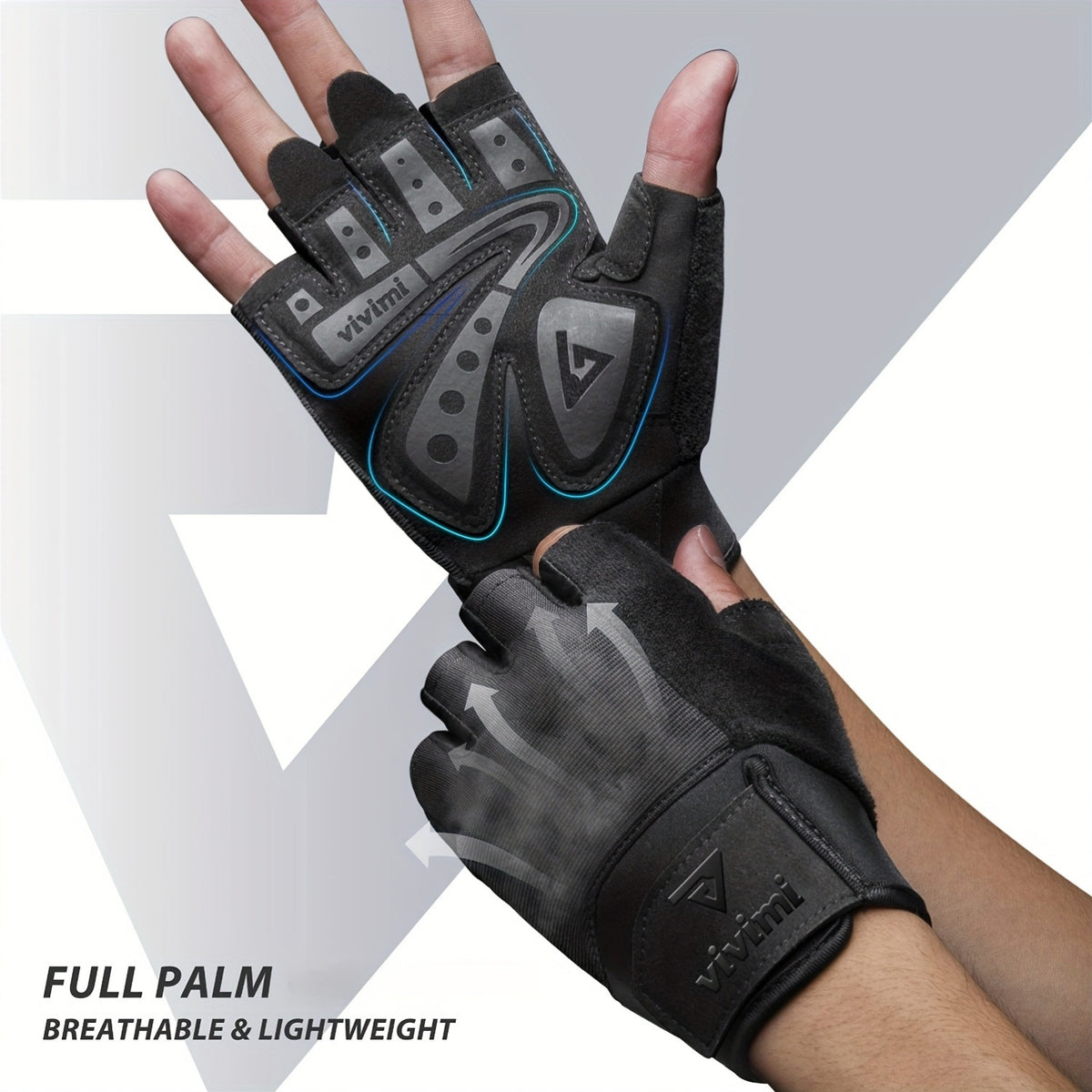 Gants de musculation à paume renforcée à sangle de poignet en maille à boucle