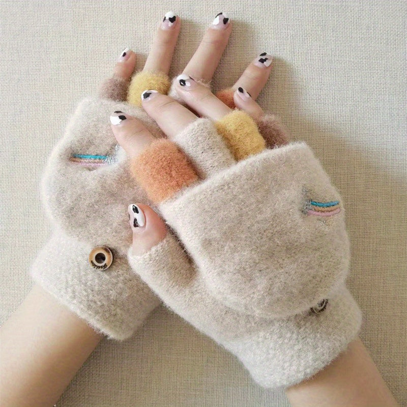Gants thermiques en maille, 5 coloris, gris, rose, kaki, bleu et couleur marine