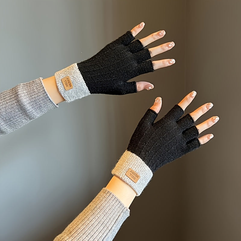 Gants sans doigts en maille — lot de 2 paires, kaki