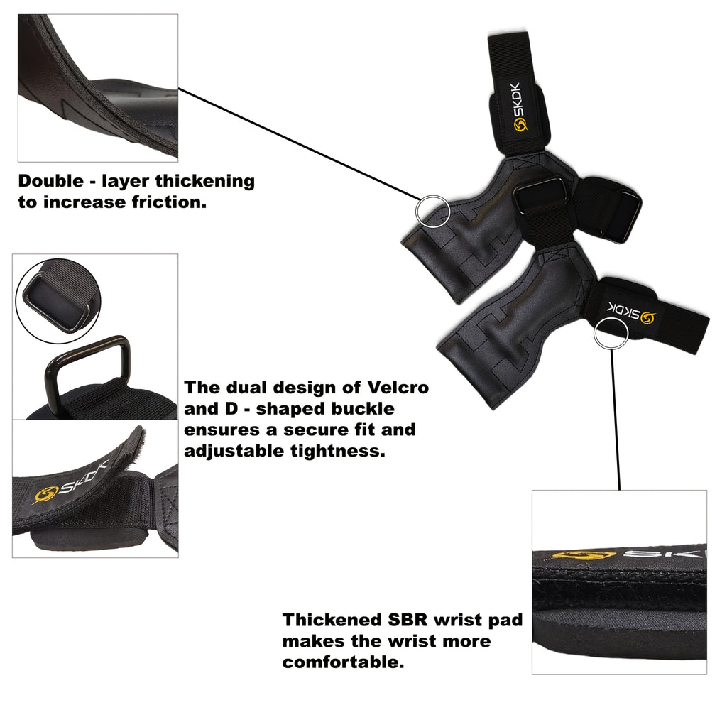 Gants de musculation à sangle de poignet en similicuir — lot de 2 paires