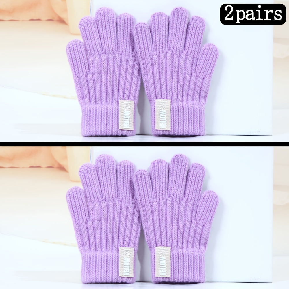 Gants thermiques fins en laine, pour le grand froid, violet