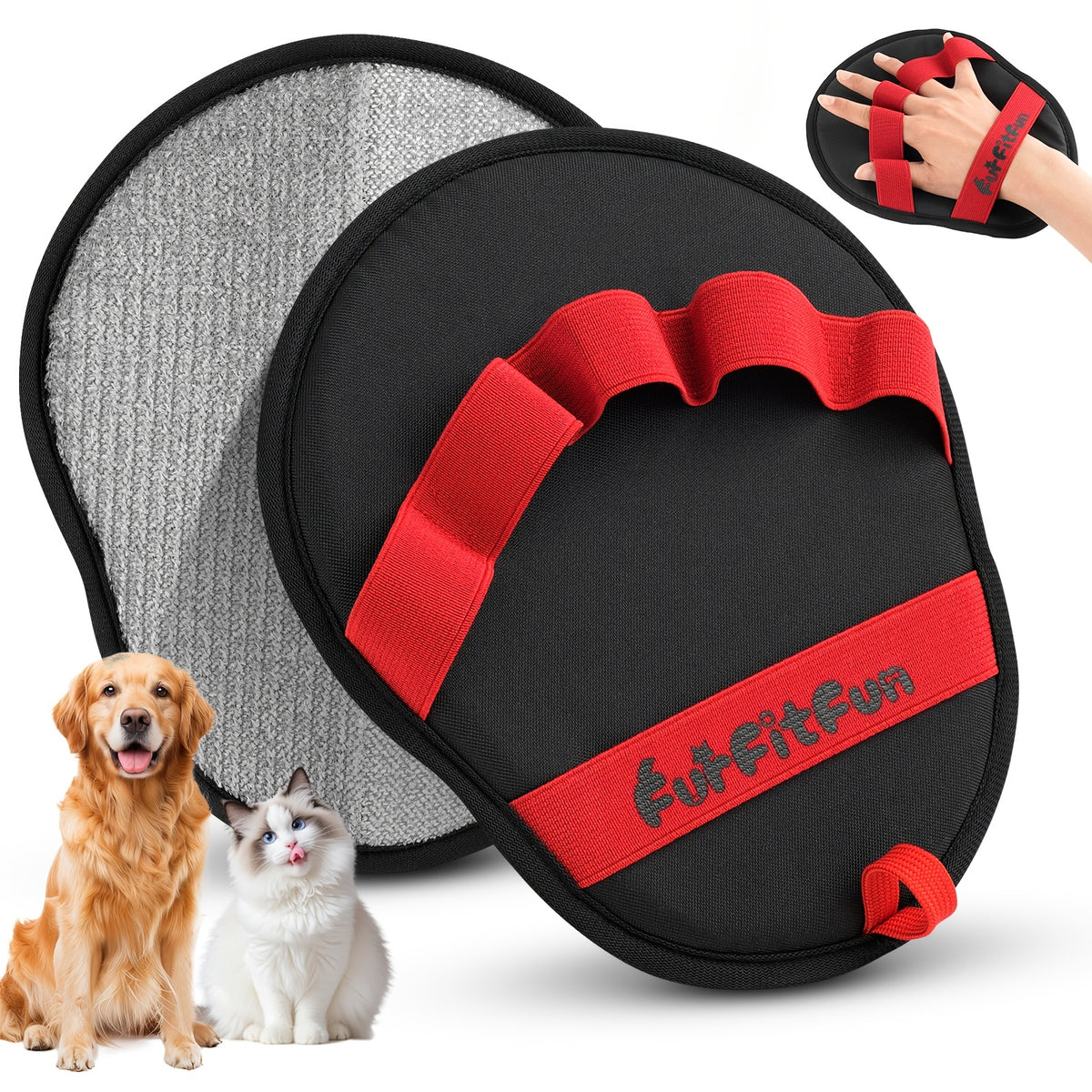 Moufles de toilettage, 2 coloris, rouge