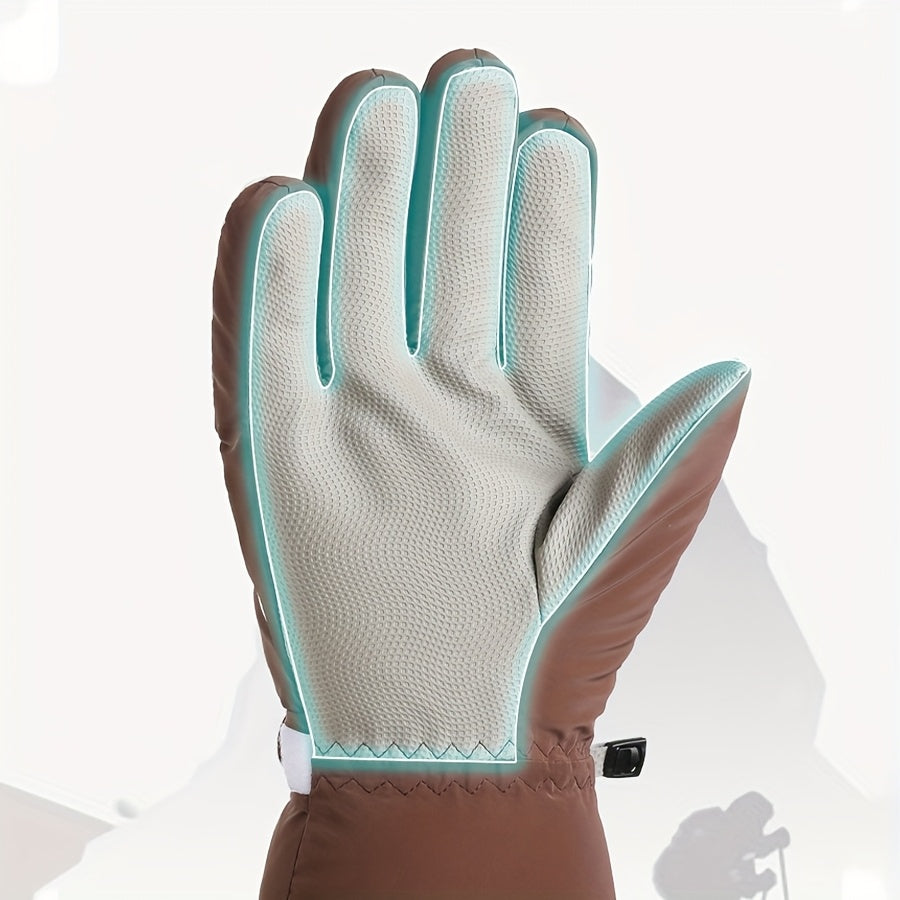 Gants de ski imperméables à sangle de poignet à boucle