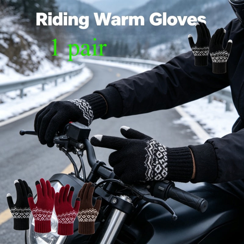 Gants tactiles à motif jacquard en maille