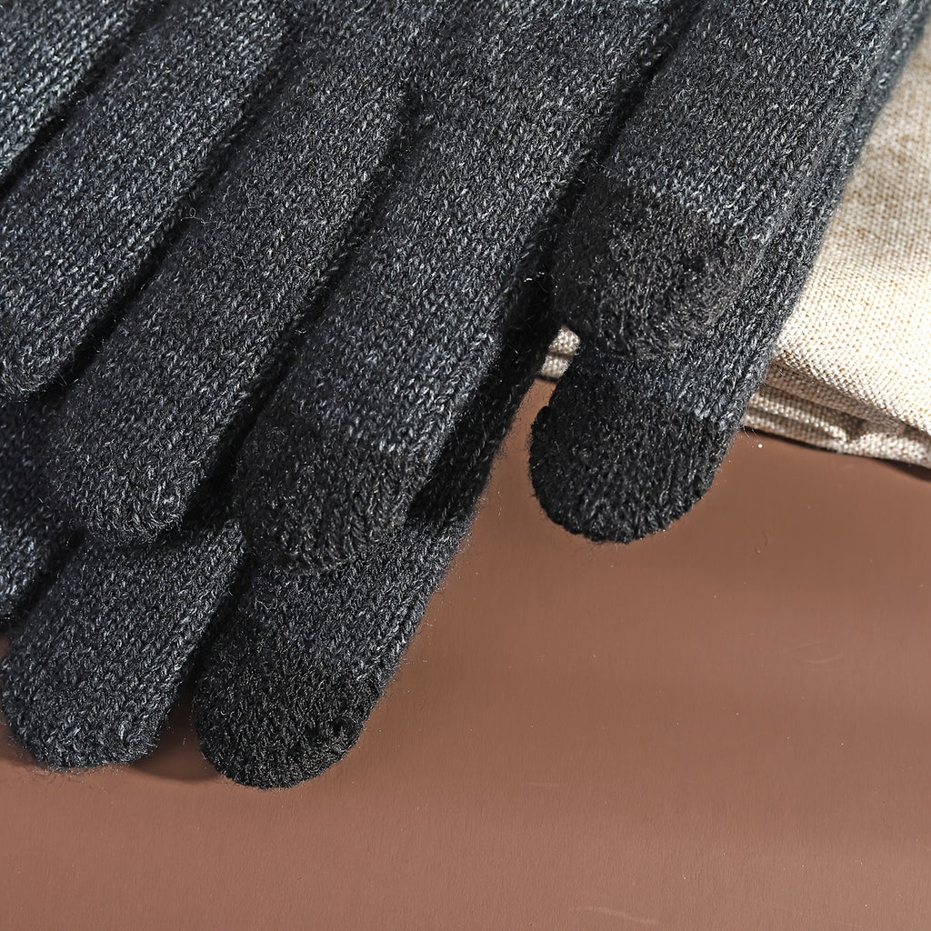 Gants tactiles en maille torsadée à étiquette cousue às rennes