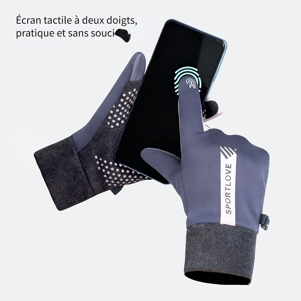 Gants coupe-vent thermiques en maille, 4 coloris, modèle femme-rose, modèle femme-gris rose