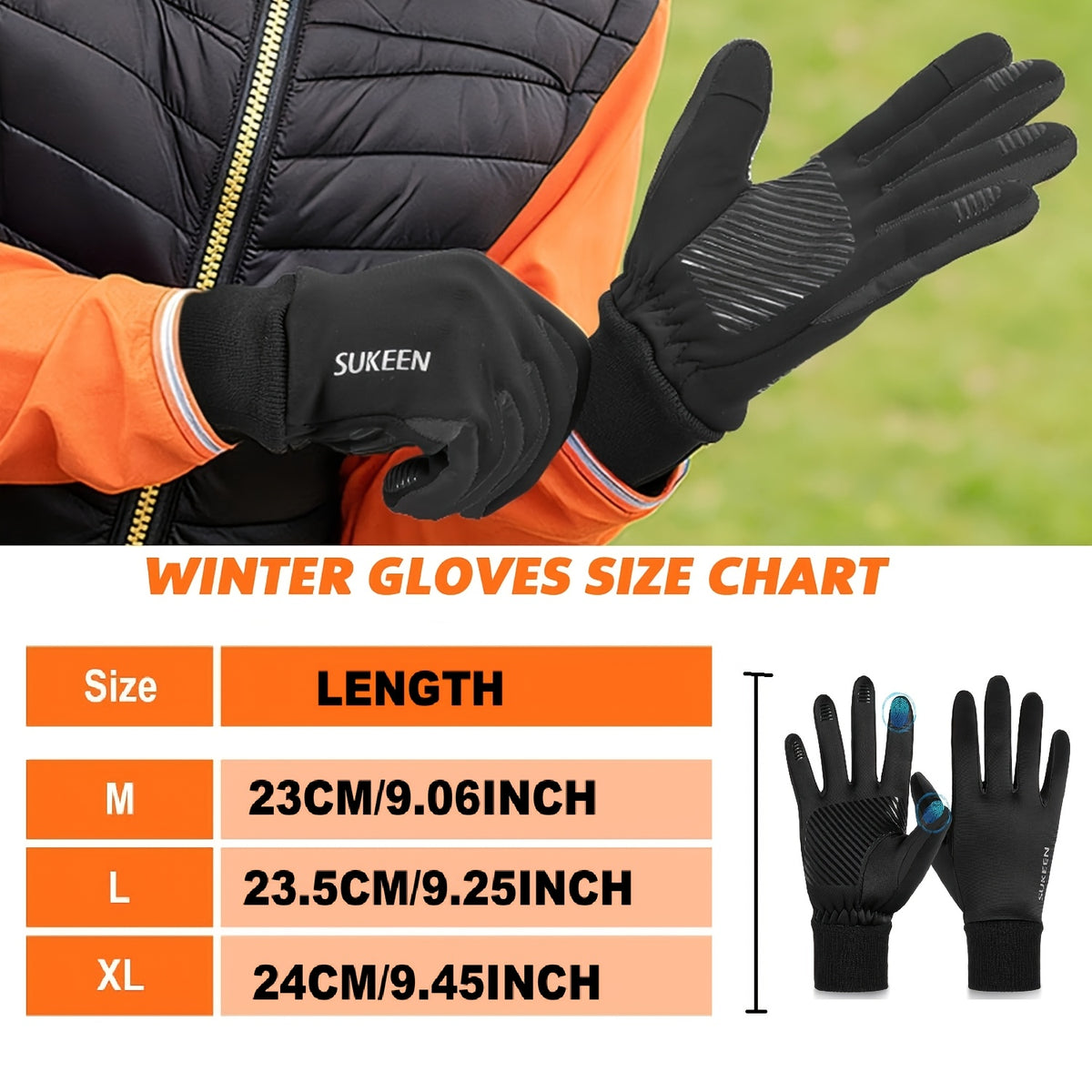 Gants fins en maille, noir
