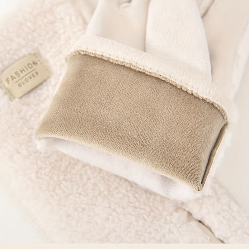 Gants à étiquette cousue en peluche bouclée