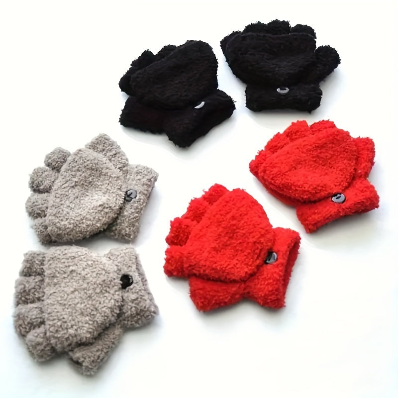 Gants sans doigts thermiques en maille, 4 coloris