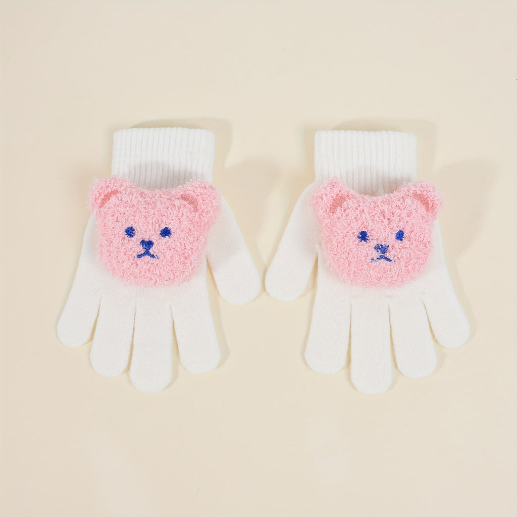 Gants Blancs et Ours Rose