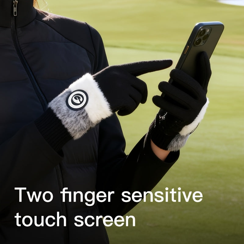 Gants tactiles de golf à revers de fourrure en maille