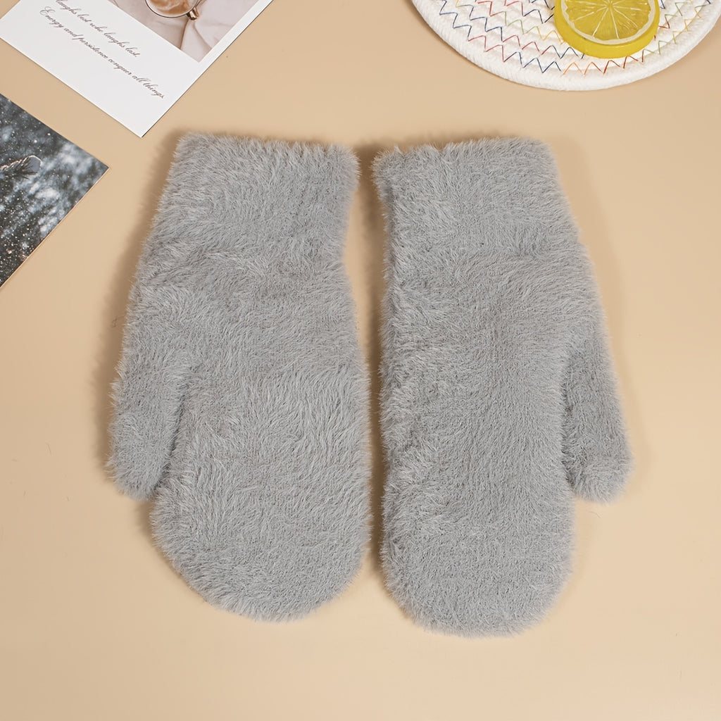 Moufles en peluche, beige