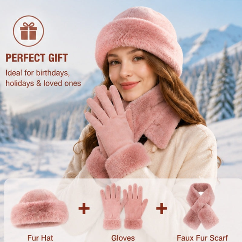 Ensemble 3 pièces — bonnet, écharpe et gants