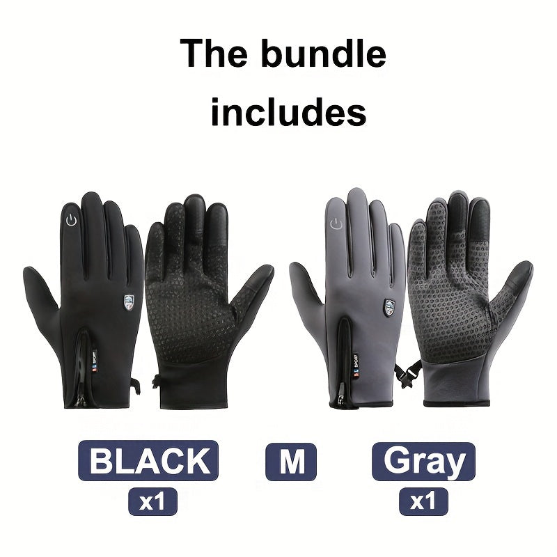 Gants tactiles coupe-vent thermiques en maille — lot de 2 paires