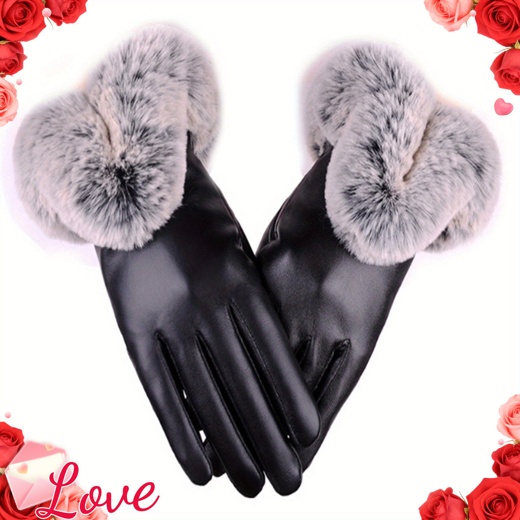 Gants doublés en cuir, noir