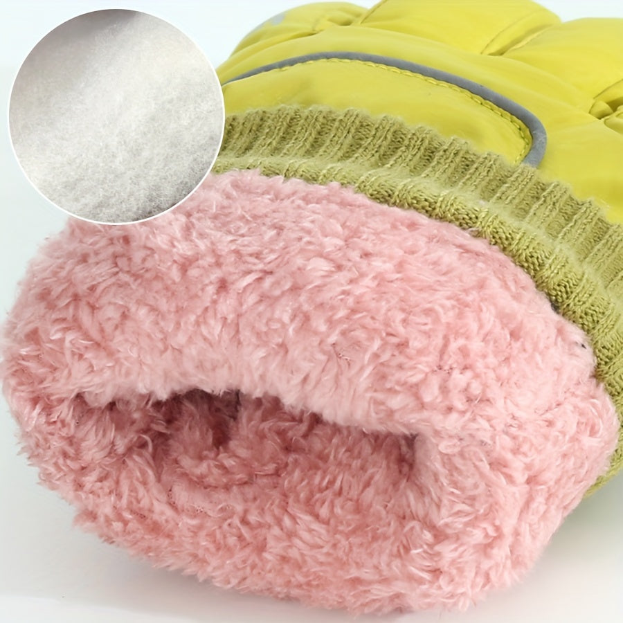 Gants de ski tactiles à poignet côtelé doublés peluche