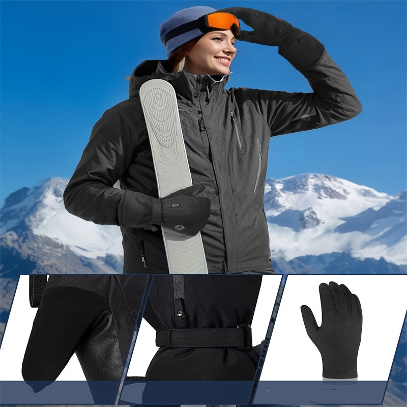 Gants de ski en simili cuir, noir