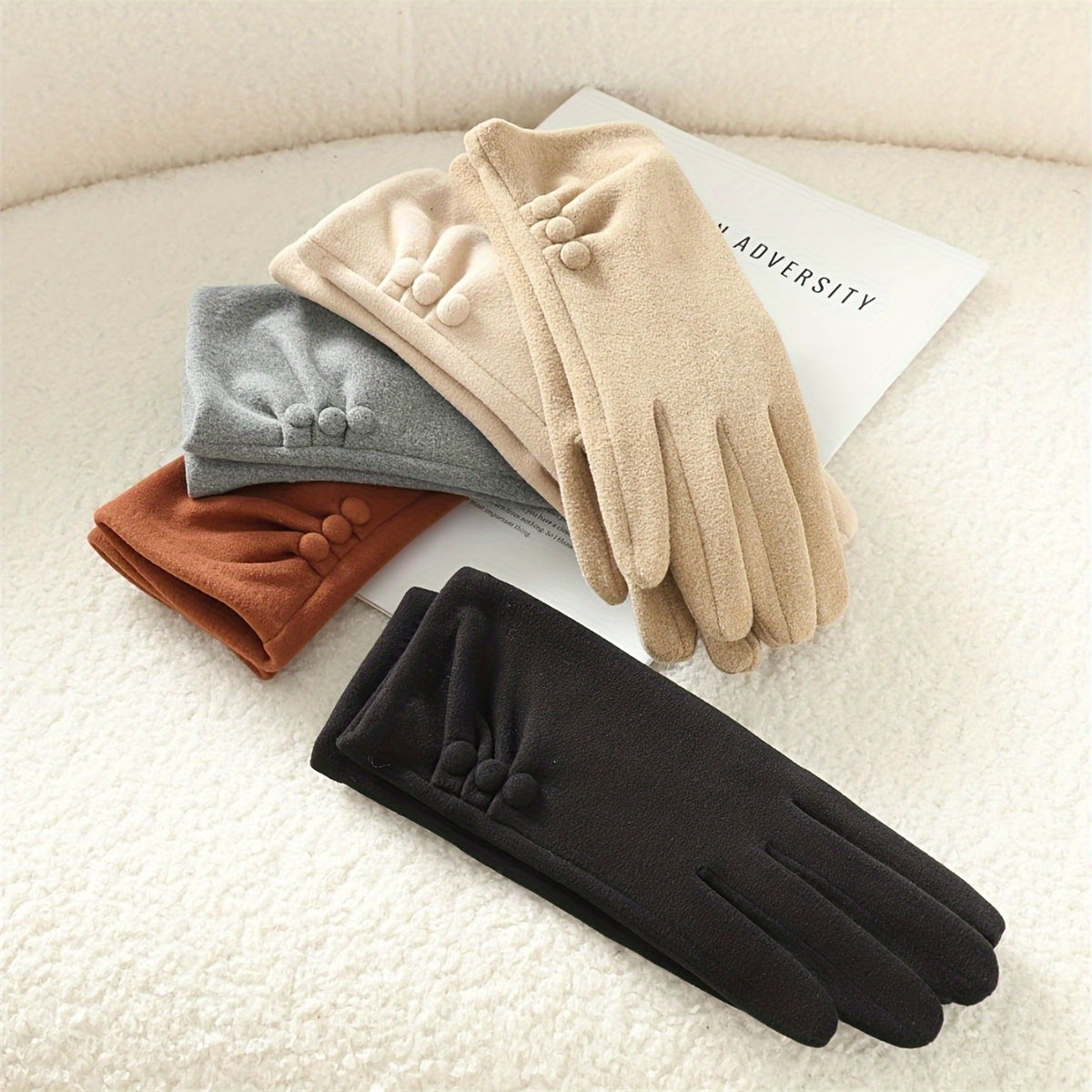 Gants doublés en maille, 5 coloris