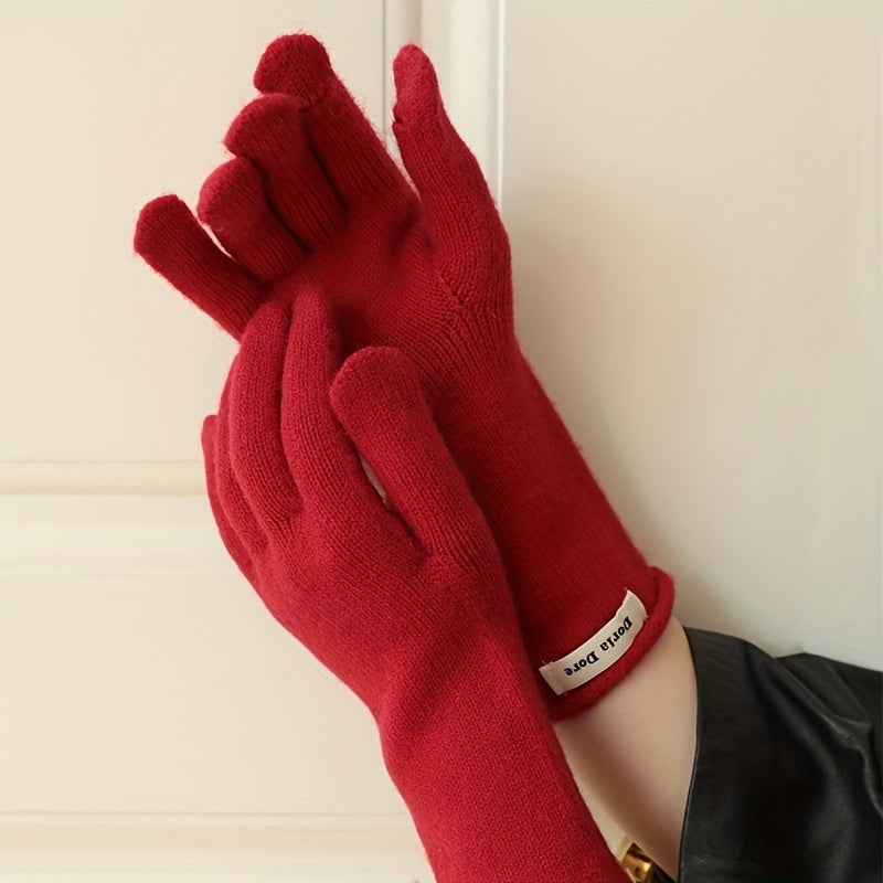 Gants tactiles à perles en maille duveteuse